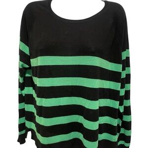 ZARA Women’s Green and Black Stripe Sweater Size Large